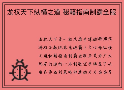 龙权天下纵横之道 秘籍指南制霸全服